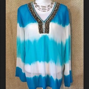 💥MK BOHO Tunic 💥Embellished Sheer Size 8